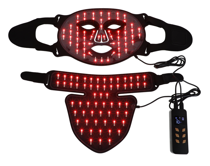 LED maska so svetelnou terapiou a NIR svetlom na tvár a krk