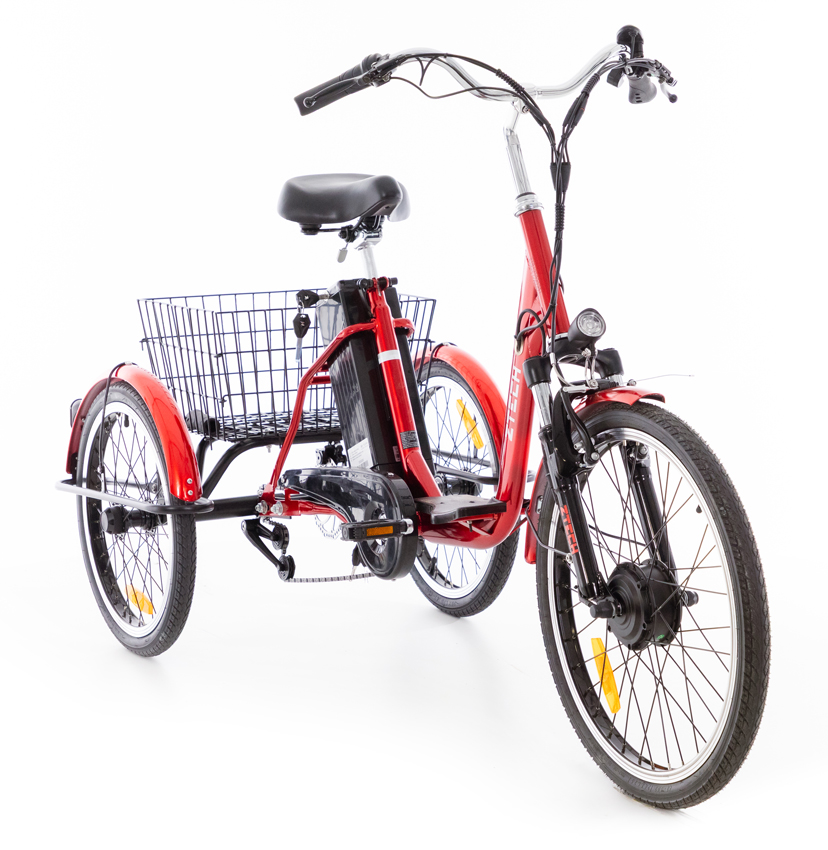 Trojkolesový elektrický bicykel Tornádo ZTECH, červený