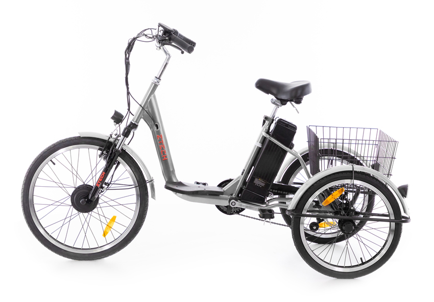 Trojkolesový elektrický bicykel Tornádo ZTECH, strieborný