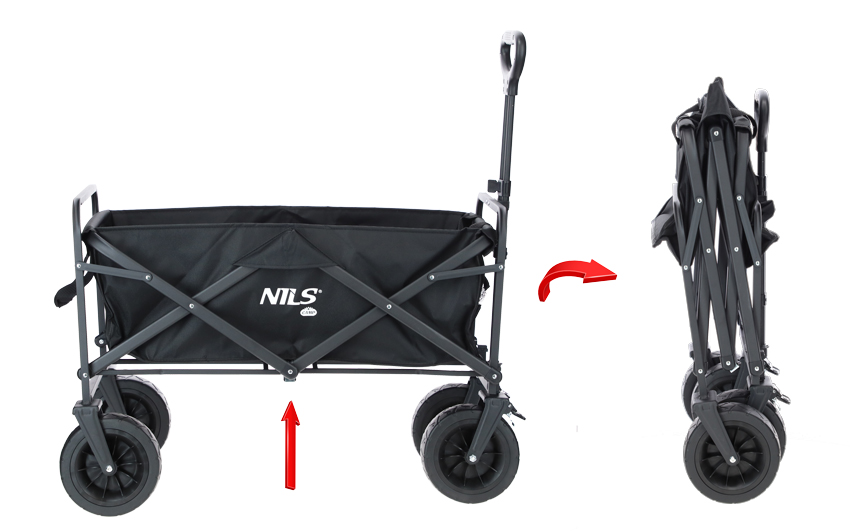 Skladací prepravný vozík s nosnosťou 90kg, čierny