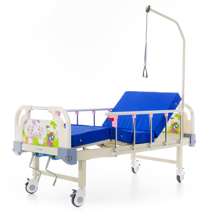 Detská mechanická polohovacia posteľ s matracom UNIZDRAV