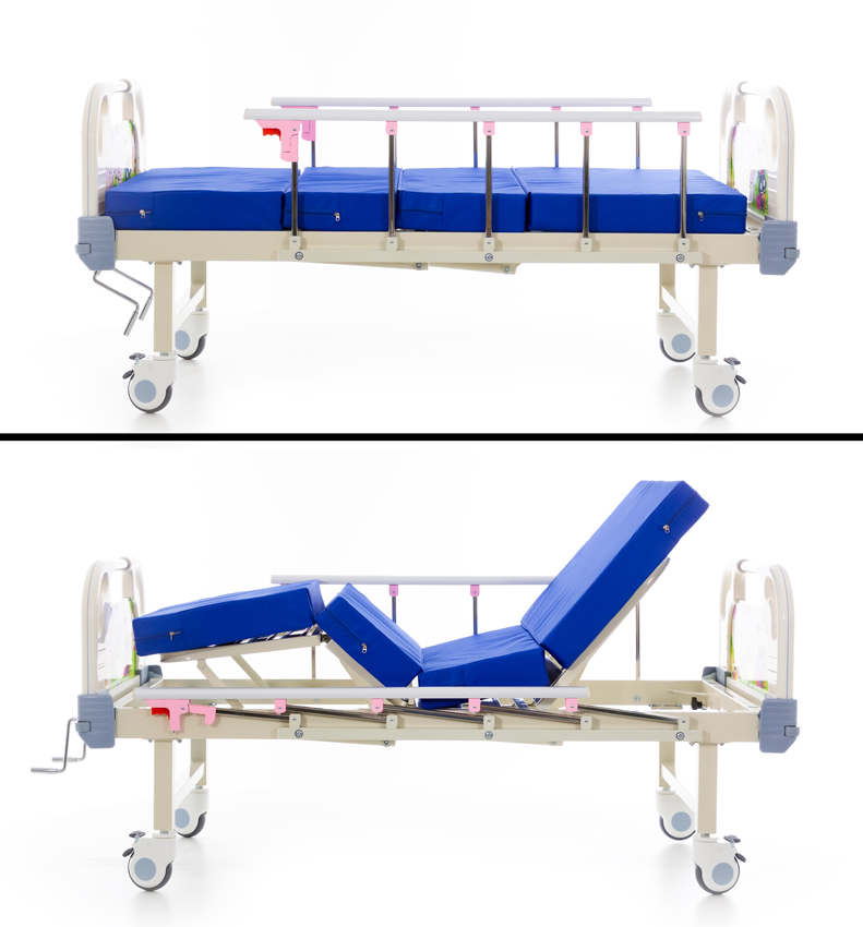 Detská mechanická polohovacia posteľ s matracom UNIZDRAV