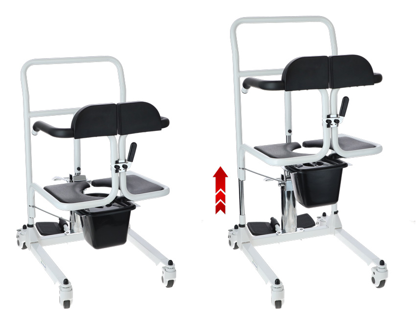 Hydraulická stolička na presun s toaletným vedrom UNIZDRAV