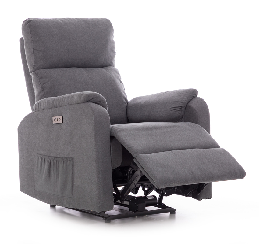 Relaxačné polohovacie kreslo COMFORT s funkciou masáže a výhrevu, antracitová látka - POŠKODENÉ, MIERNE NAKLONENÉ