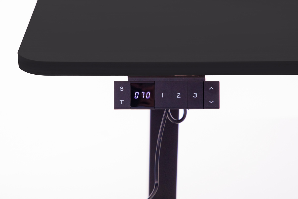 Výškovo nastaviteľný stôl UNIZDRAV 160x110 cm, čierny – pravý roh