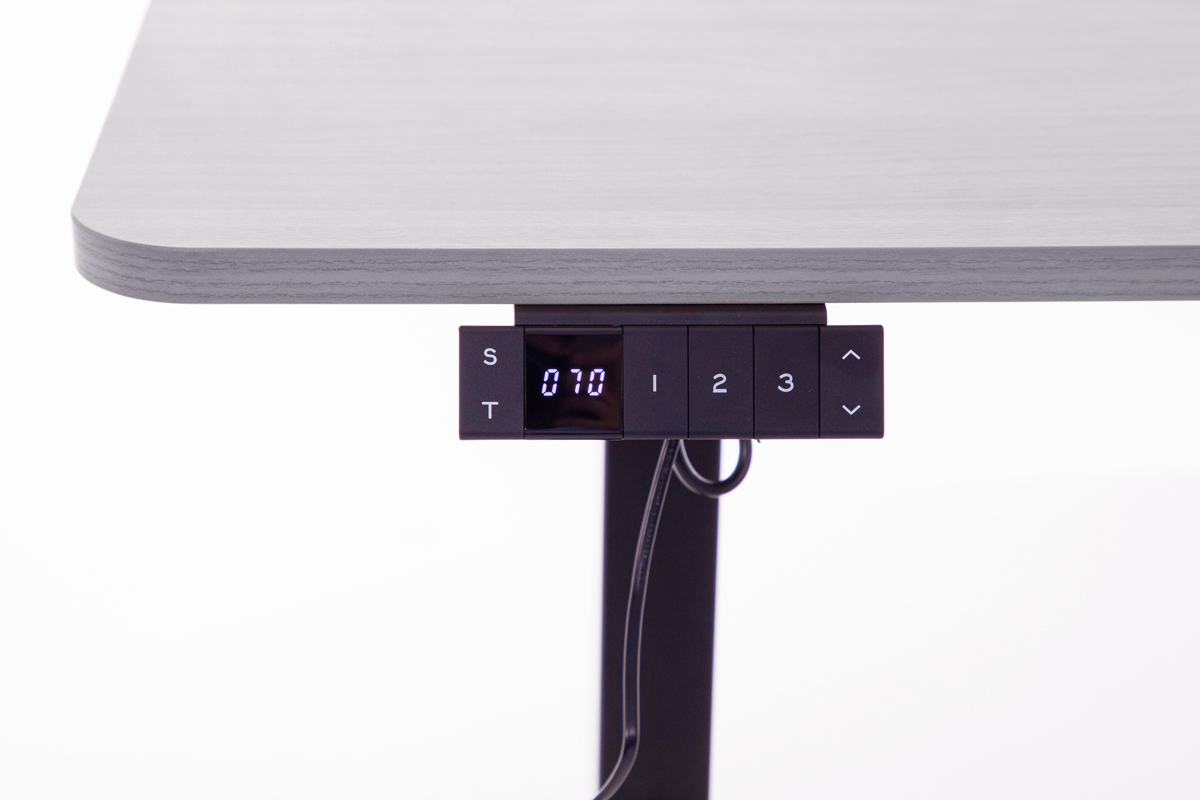 Výškovo nastaviteľný stôl UNIZDRAV 160x110 cm, sivý – pravý roh