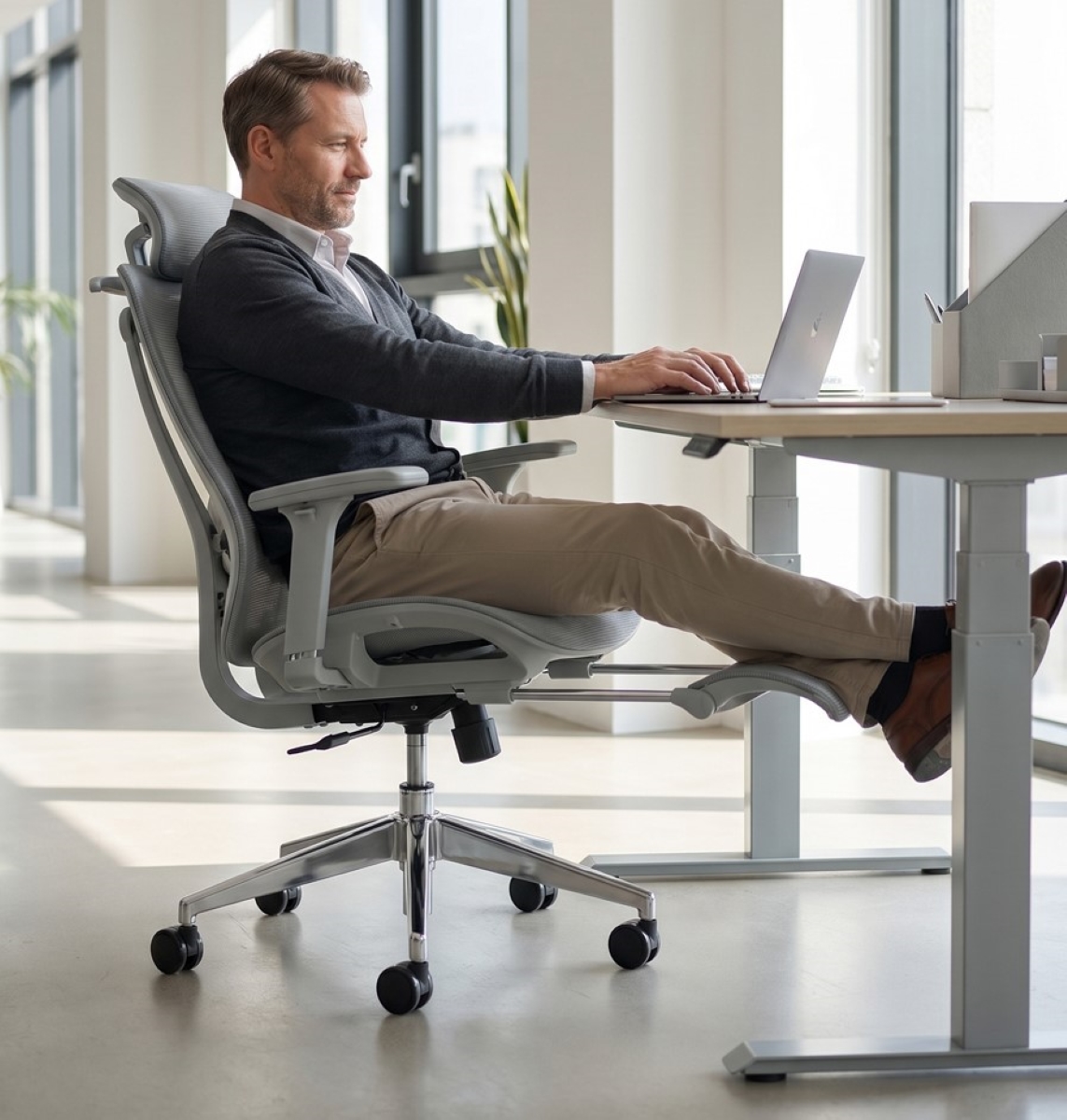 Kancelárska ergonomická stolička s podnožkou UNIZDRAV