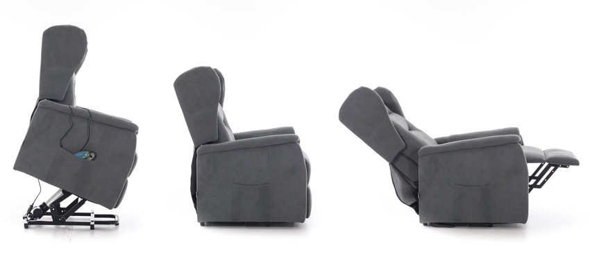 Masážne polohovacie kreslo s vyklápaním COMFORT+, antracitová látka