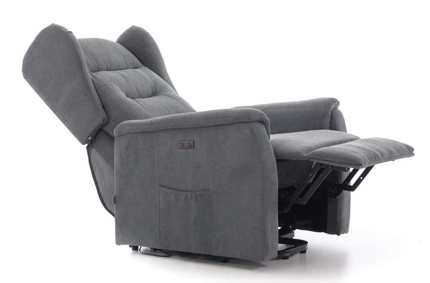 Relaxačné polohovacie kreslo COMFORT Ušiak s funkciou masáže a výhrevu, antracitová látka