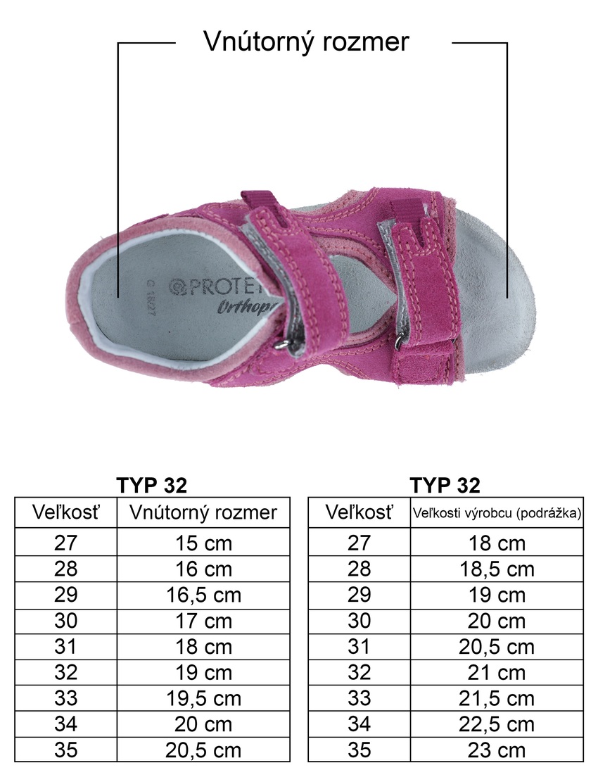 Detská ortopedická obuv – typ 32 svetloružová