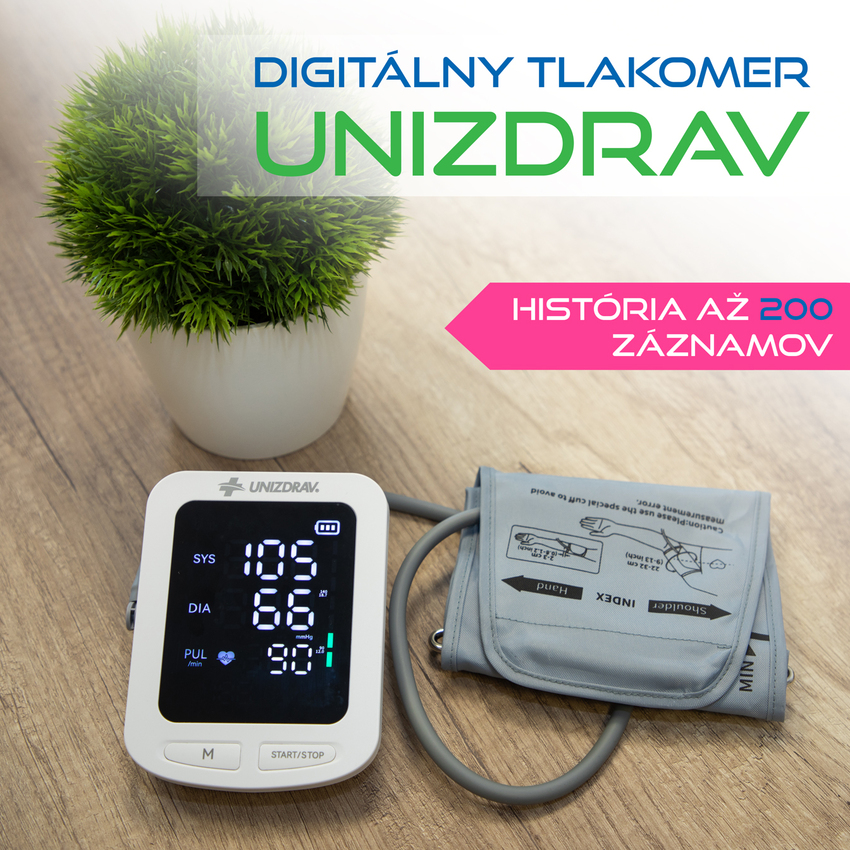 Automatický digitálny tlakomer UNIZDRAV s pamäťou 200 záznamov