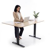 Výškovo nastaviteľný stôl UNIZDRAV 160x110 cm, hnedý dub – pravý roh