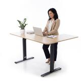 Výškovo nastaviteľný stôl UNIZDRAV 160x110 cm, hnedý dub – ľavý roh