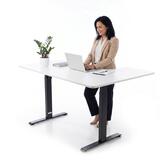 Výškovo nastaviteľný stôl UNIZDRAV 160x110 cm, biely – ľavý roh