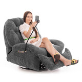 Štýlové relaxačné polohovacie kreslo TRENDY, antracitové