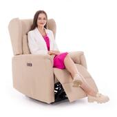 Relaxačné polohovacie kreslo COMFORT Ušiak s funkciou masáže a výhrevu, béžová látka