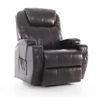 Masážne polohovacie kreslo s vyklápaním eko koža, tmavohnedé
