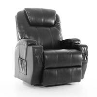 Masážne polohovacie kreslo s vyklápaním eko koža, čierne