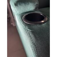 Relaxačné polohovacie kreslo, smaragdovo-zelená látka - ZLÉ PREŠITIE NA PRAVEJ STRANE