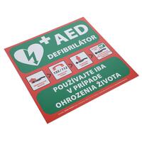 Tabuľa prvej pomoci k AED defibrilátoru