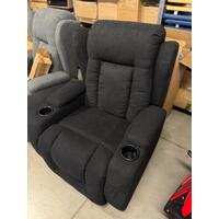 Relaxačné polohovacie kreslo, čierna látka - BEZ PÔVODNÉHO OBALU. MIERNÝ ROZDIEL VO FARBE - OPIERKA JE SVETLEJŠIA