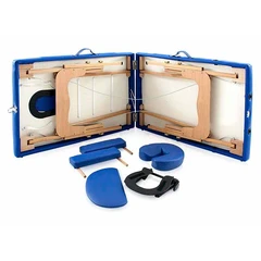 Drevené masážne lehátko, modré