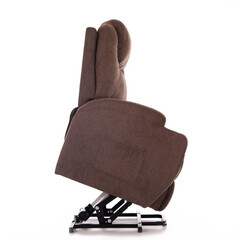 Masážne polohovacie kreslo s vyklápaním látkové, tmavohnedé