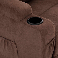 Masážne polohovacie kreslo s vyklápaním látkové, tmavohnedé