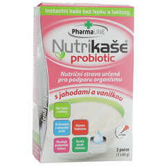 PharmaLINE Nutrikaša probiotic s jahodami a vanilkou, 3x 60 g