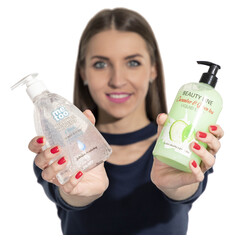 Dezinfekčný set – tekuté mydlo Beauty Line & hygienický gél Me Too, 2x 500 ml