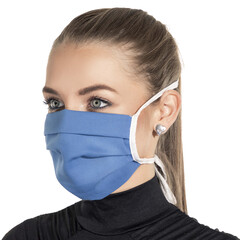 Rúško na tvár plátenné so šnúrkou, modré 1 ks