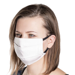 Rúško na tvár plátenné, biele s čiernou gumičkou 1 ks