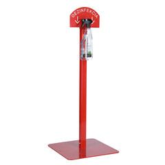 Stojan červený na dezinfekciu rúk s dezinfekčným prostriedkom DEZIMAX, 500 ml