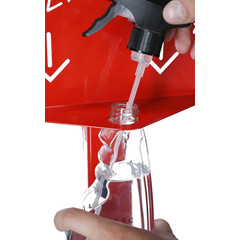 Stojan červený na dezinfekciu rúk s dezinfekčným prostriedkom DEZIMAX, 500 ml