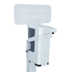 Stojan biely s bezdotykovým dávkovačom dezinfekcie