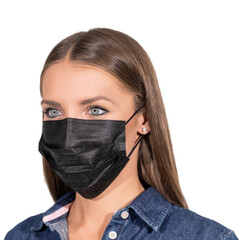 Rúška na tvár s gumičkou – chirurgické čierne, 50 ks