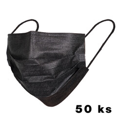 Rúška na tvár s gumičkou – chirurgické čierne, 50 ks
