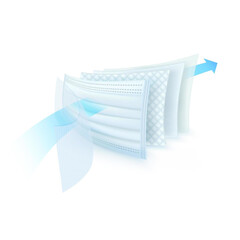 Štvorvrstvové rúško na tvár s gumičkou – chirurgické, 10 ks