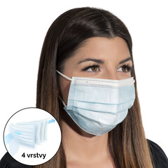 Štvorvrstvové rúško na tvár s gumičkou – chirurgické, 50 ks