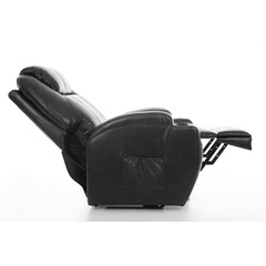 Masážne polohovacie kreslo s vyklápaním eko koža, čierne