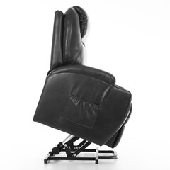 Masážne polohovacie kreslo s vyklápaním eko koža, čierne