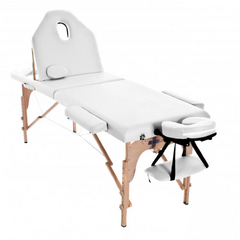 Drevené masážne lehátko - polohovacie, biele