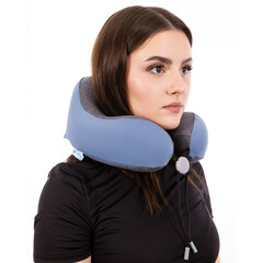 Cestovný ergonomický vankúš z pamäťovej peny, modrý