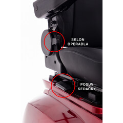 Elektrický trojkolesový skúter CHAMPION pre seniorov a imobilných – výkonný 1000 W motor, červený - ŠKRABANEC NA VOLANTE