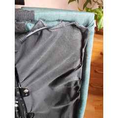 Relaxačné polohovacie kreslo, smaragdovo-zelená látka - ZLÉ PREŠITIE NA PRAVEJ STRANE