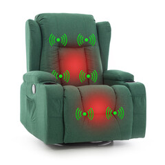 Relaxačné polohovacie kreslo, smaragdovo-zelená látka - ZLÉ PREŠITIE NA PRAVEJ STRANE