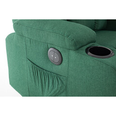 Relaxačné polohovacie kreslo, smaragdovo-zelená látka - ZLÉ PREŠITIE NA PRAVEJ STRANE