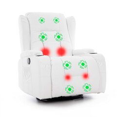 Relaxačné polohovacie kreslo, biela eko koža - DOPREDAJ PREVEDENIA