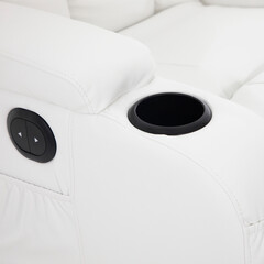 Relaxačné polohovacie kreslo, biela eko koža - DOPREDAJ PREVEDENIA