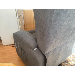 Relaxačné polohovacie kreslo, antracitová látka - NATRHNUTÁ LÁTKA